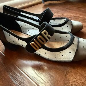 Vintage Christian DIOR Black and Cream Mesh Maryjane shoes 37